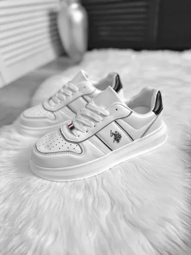 Adidasi barbati casual, albi cu negru L86 T5-3