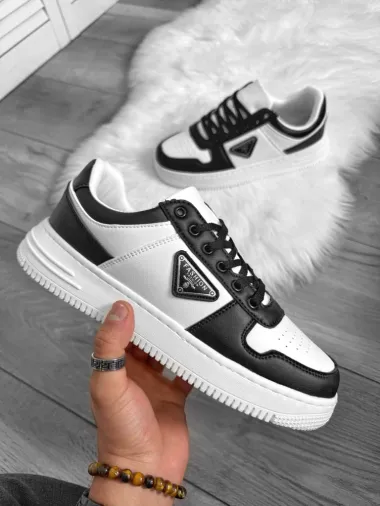 Adidasi barbati casual, albi cu negru L89 T7-3