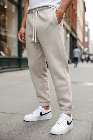 Trening barbati slim fit bej, Pantaloni + hanorac 166