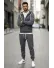 Trening barbati slim fit gri, Pantaloni + hanorac 166