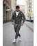 Trening barbati slim fit gri, Pantaloni + hanorac 166