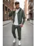Trening barbati slim fit kaki , Pantaloni + hanorac 168