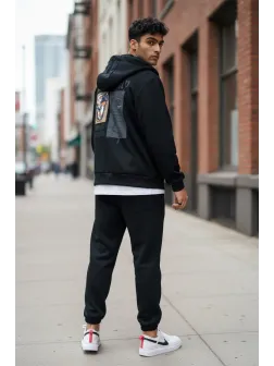 Trening barbati slim fit negru, Pantaloni + hanorac 168 Trening barbati slim fit negru, Pantaloni + hanorac 168