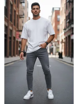 Blugi barbati conici gri 3951