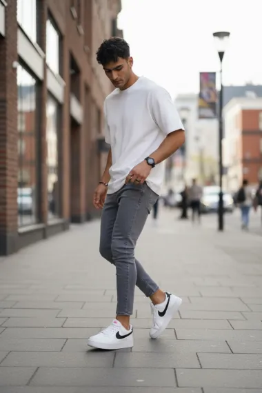 Blugi barbati conici gri 3951