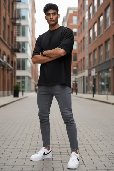 Blugi barbati conici gri 3951