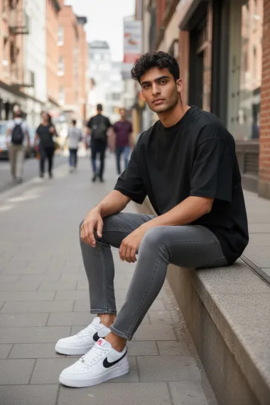 Blugi barbati conici gri 3951