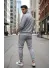 Trening barbati slim fit gri, Pantaloni + hanorac 1209