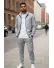 Trening barbati slim fit gri, Pantaloni + hanorac 1209