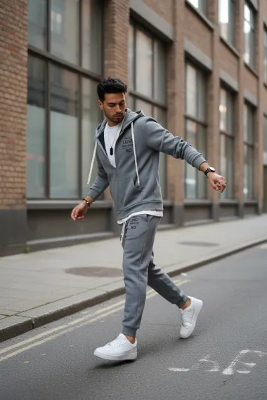 Trening barbati slim fit gri, Pantaloni + hanorac 162 23-4.2