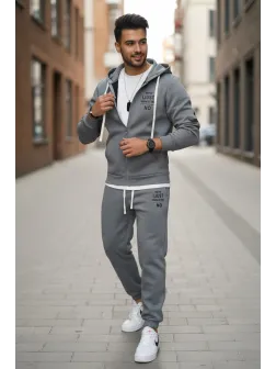 Trening barbati slim fit gri, Pantaloni + hanorac 162 23-4.2