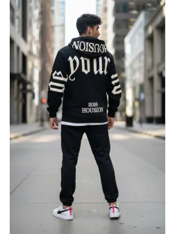 Trening barbati slim fit negru, Pantaloni + hanorac 162 13-1.3