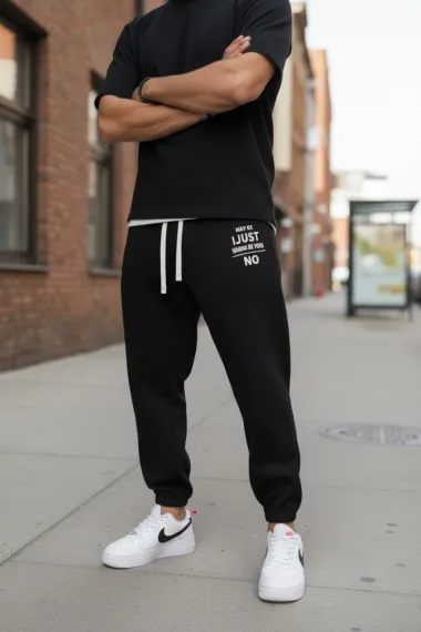 Trening barbati slim fit negru, Pantaloni + hanorac 162 13-1.3