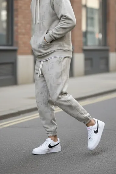 Trening barbati slim fit bej, Pantaloni + hanorac 167 19-5