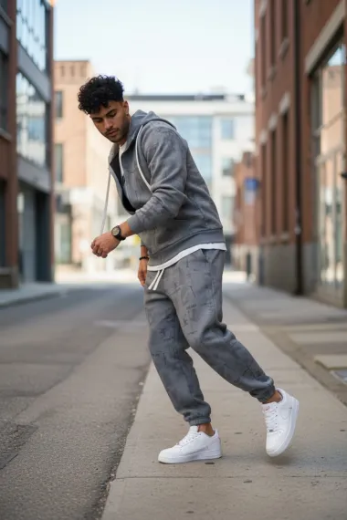 Trening barbati slim fit gri, Pantaloni + hanorac 167 32-2.1