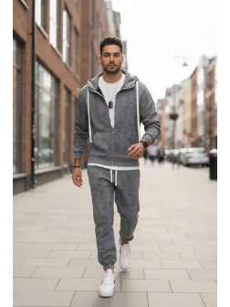 Trening barbati slim fit gri, Pantaloni + hanorac 167 32-2.1