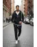Trening barbati slim fit negru, Pantaloni + hanorac 167 43-4