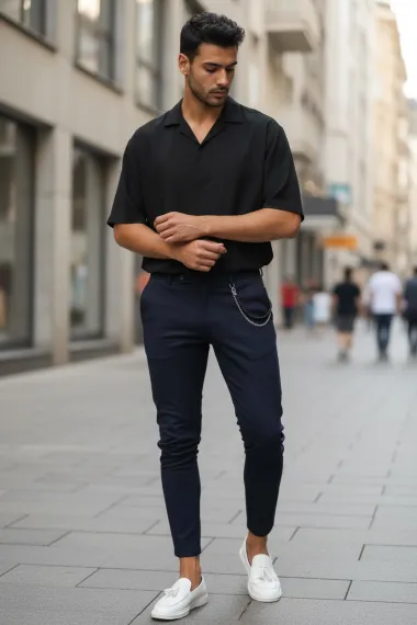 Pantaloni barbati casual bleumarin 10614