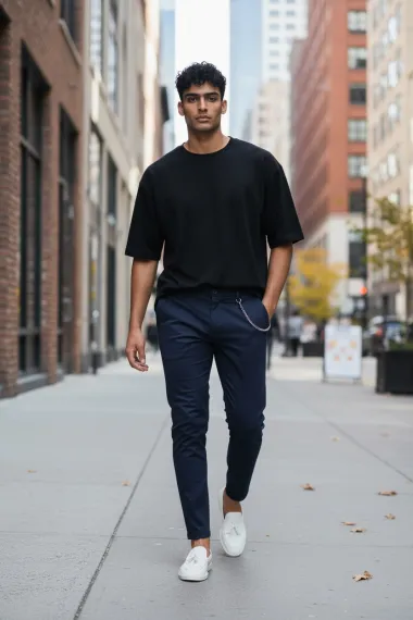 Pantaloni barbati casual bleumarin 10614