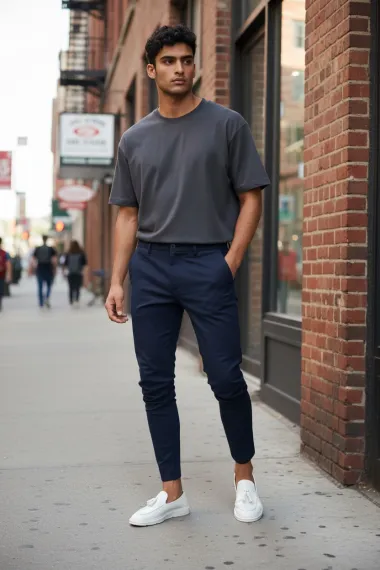 Pantaloni barbati casual bleumarin 10614