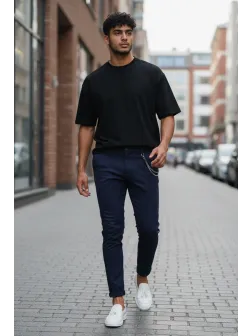 Pantaloni barbati casual bleumarin 10614