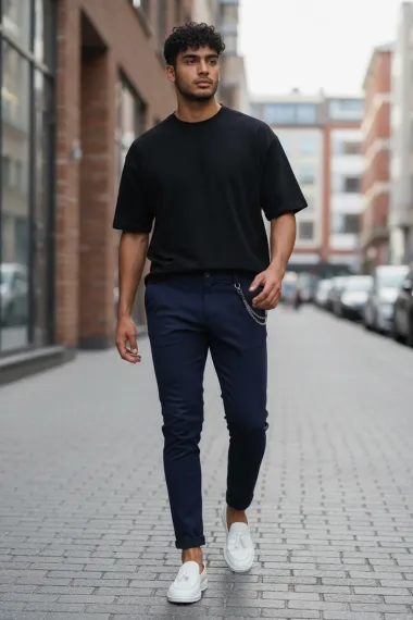 Pantaloni barbati casual bleumarin 10614