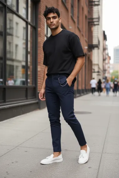 Pantaloni barbati casual bleumarin 10614