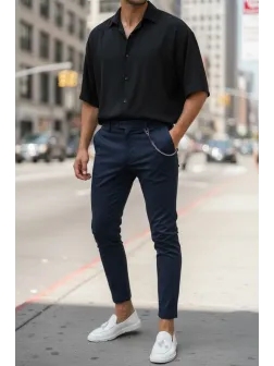 Pantaloni barbati casual bleumarin 10614