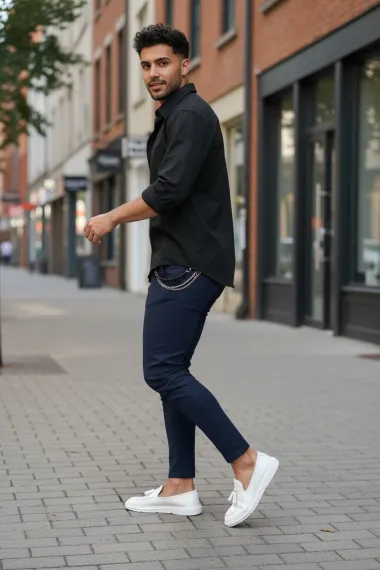 Pantaloni barbati casual bleumarin 10614