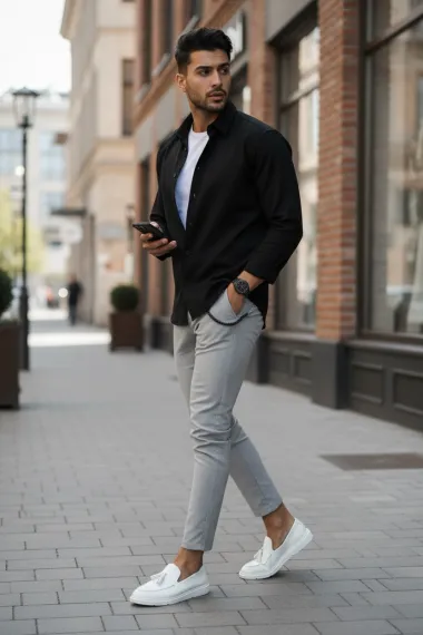 Pantaloni barbati casual gri 10614