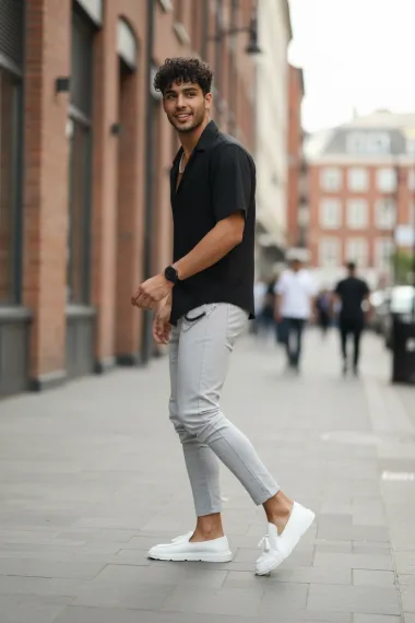 Pantaloni barbati eleganti gri 10614