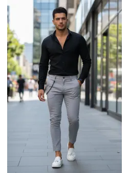 Pantaloni barbati eleganti gri 10614