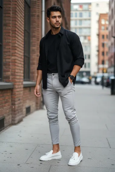 Pantaloni barbati casual gri 10614