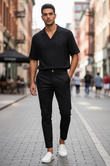 Pantaloni barbati eleganti negri B1734 B8