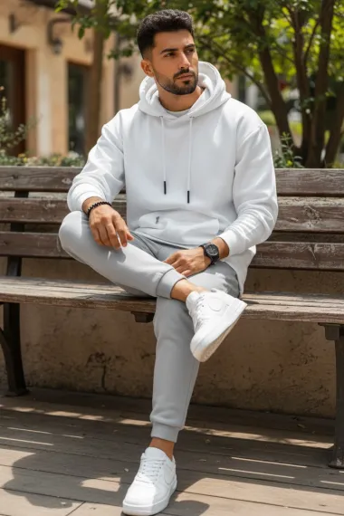 Hanorac barbati slim fit alb K150 H8