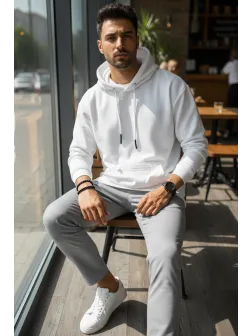 Hanorac barbati slim fit alb K150 H8