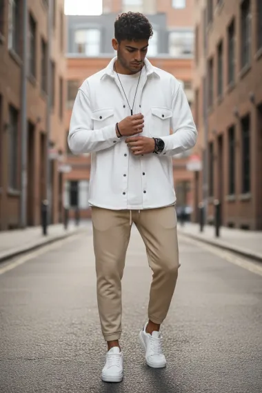 Camasa barbati casual alba 12910 127-2