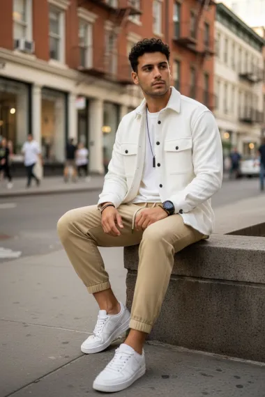 Camasa barbati casual alba 12910 127-2