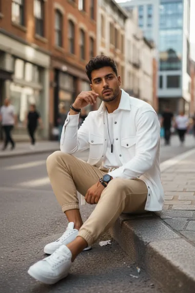 Camasa barbati casual alba 12910 127-2