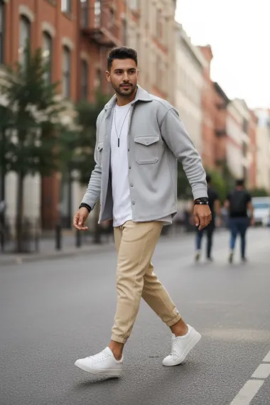 Camasa barbati casual gri 12910 Z2