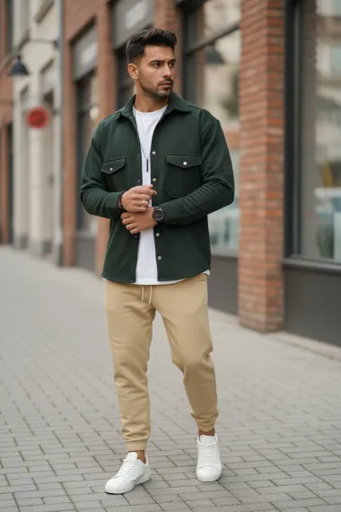 Camasa barbati casual kaki 12910 K2