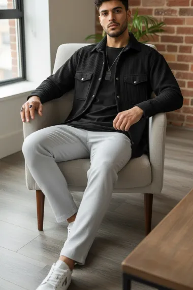 Camasa barbati casual neagra 12915