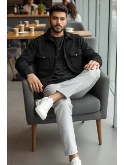 Camasa barbati casual neagra 12915