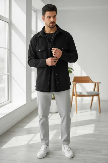 Camasa barbati casual neagra 12915