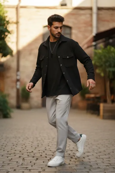 Camasa barbati casual neagra 12915