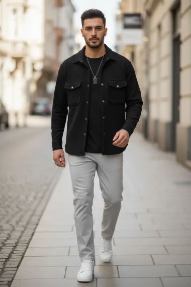 Camasa barbati casual neagra 12915