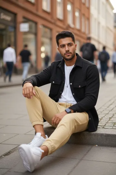 Camasa barbati casual neagra 12991