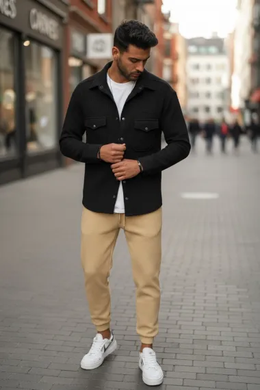 Camasa barbati casual neagra 12991