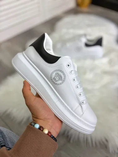 Adidasi barbati casual VIP,albi cu negru, 801