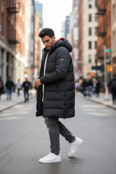 Geaca barbati de iarna neagra A08